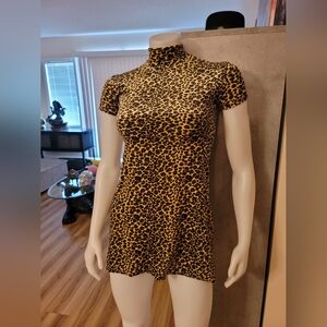 Velvet Leopard Print Mini Dress y2k